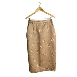 Vintage Donna Vinci Beaded Midi Skirt Gold Champagne Textured Evening Size 8